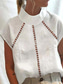 cheap Shirts-Women&#039;s Cotton Linen/Linen Like Shirt Solid Color Bohemia Daily Stylish Long Sleeve Shirt Collar Regular Tops Daily Holiday Going out Patchwork White Summer Spring