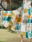 preiswerte Kunst &amp; Design Kleider-Damen Midikleid Sommerkleid A Linie Kleid Schulterfreies Kleid Urlaub Lässig Strand Outdoor Party Ausgehen Normale Passform Grafik Geometrisch Farbblock Ärmellos U-Ausschnitt Blau Sommer Frühling