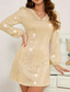 abordables Robes à paillettes-Femmes Mini Robe Robes à paillettes Robe Décontractée Mode Moderne Quotidien Week-end Coupe régulière Uni manche longue Col en V Abricot Été