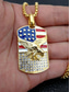 cheap Accessories-United States 250th Anniversary Men's American Flag Eagle Pendant Necklace – Gold Stainless Steel Patriotic Jewelry with Rhinestones for Independence Day, Veterans and Military Appreciation