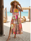 tanie Sukienki boho-Damskie Sukienka maxi Sukienka t-shirtowa Sukienka letnia Sukienka A line Urlop Codzienny Boho Impreza Plaża Luźna Kwiaty Graficzny W Tureckie Wzory Krótki rękaw Wycięcie pod szyją Pomarańczowy Lato