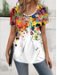 cheap Art&amp;Design tee-Women&#039;s T Shirt Graphic Geometric Elegant Vintage Stylish Short Sleeve Crew Neck Regular Tops Daily Going out Patchwork Buttons Tiered White Summer Spring