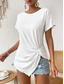 cheap Plain tee-Women&#039;s T Shirt Solid Color Plain Fashion Classic Casual Short Sleeve Crew Neck Regular Tops Daily Weekend Asymmetrical Black White Army Green Navy Blue Summer