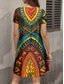 abordables Vestidos Boho-Mujer Mini vestido Vestido estilo camiseta Vestido de verano Vestido de cambio Casual Fiesta Playa Ajuste regular Graphic Tribal Abstracto Manga Corta Cuello redondo Naranja rojo Verano Primavera