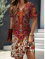cheap Boho Dress-Women&#039;s Mini Dress Knit Dress Casual Dress T Shirt Dress Tee Dress Sundress Vacation Casual Beach Regular Fit Floral Graphic Vintage Short Sleeve V Neck Red Blue Purple Green Summer Spring