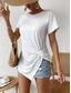 cheap Plain tee-Women&#039;s T Shirt Solid Color Plain Fashion Classic Casual Short Sleeve Crew Neck Regular Tops Daily Weekend Asymmetrical Black White Army Green Navy Blue Summer