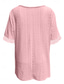 cheap Plain tee-Women&#039;s Tunic Solid Color Plain Elegant Vintage Fashion Short Sleeve V Neck Regular Tops Daily Weekend Lace Pink Blue Summer Spring