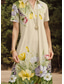 ieftine rochie florală-Pentru femei Rochii Midi Rochie A line Vacanță Casual Zilnic Dată Fit regulat Floral Grafic Frunză Manșon scurt Guler Cămașă Galben Vară Primăvară