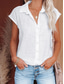 cheap Women&#039;s Plain Tops-Women&#039;s Shirt Solid Color Plain Basic Casual Short Sleeve Shirt Collar Regular Tops Daily Buttons Black White Pink Wine Summer Spring