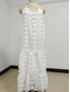 cheap White Lace Dresses-Women&#039;s Long Dress Maxi Dress White Dress Sundress Halter Neck Dress Elegant Fashion Romantic Holiday Going out Beach Loose Fit Flower Pure Color Sleeveless Deep V White Blue Summer