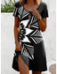cheap Art&amp;Design Dress-Women&#039;s Mini Dress Casual Dress T Shirt Dress Tee Dress Sundress A Line Dress Stylish Casual Beach Regular Fit Floral Graphic Short Sleeve Crew Neck Scoop Neck Black And White Summer Spring