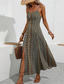 cheap Boho Dress-Women&#039;s Midi Dress Casual Dress Summer Dress Slip Dress Boho Dress Elegant Fashion Modern Daily Beach Weekend Regular Fit Striped Sleeveless V Neck Red Green Summer