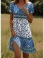 preiswerte Boho Kleider-Damen Minikleid T-Shirt-Kleid Sommerkleid Shiftkleid Urlaub Lässig Boho Party Strand Standard Passform Blumen Grafik Stammes Kurzarm Rundhalsausschnitt Gelb Rote Blau Purpur Sommer Frühling