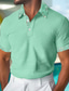 cheap Men&#039;s Classic Polo-Men&#039;s Golf Shirt Waffle Knit Polo Shirt Business Casual Classic Short Sleeve Fashion Modern Solid Color Hawaii Buttons Summer Spring Regular Fit Black White Green Khaki Golf Shirt