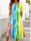 tanie Sukienka tie-dye i gradientowa-Damskie Sukienka midi Sukienka letnia Letnie sukienki Urlop Codzienny Codzienny Święto Regularny Graficzny Wzór tie-dye Rękaw 1/2 Półgolf Niebieski Lato