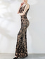 cheap Prom Dresses-Mermaid / Trumpet Quinceanera Dresses Elegant Dress Formal Wedding Floor Length Sleeveless V Neck Sequined with Sequin 2025
