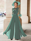 ieftine Salopetele mamei-Salopetă  Costum mamă a miresei Nuntă pe plajă Elegant Vintage Guler pentru bijuterii Lungime până la podea Chiffon Mâneci medii cu aplicații din pene și paiete 2025
