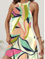 voordelige Bloemenjurken-Dames Mini-jurk Zomerjurk Vakantie Casual Dagelijks Normale pasvorm Grafisch Geometrisch Abstract Mouwloos Halternek Geel Zomer