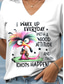 cheap Humor&amp;Quotes tee-Women&#039;s T Shirt Graphic Animal Letter Vintage Stylish Ethnic Short Sleeve V Neck Regular Tops Daily Going out Beach Wear Print White Sky Blue Violet Summer Spring