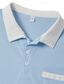 preiswerte Herren Klassisches Polo-Herren Golfshirt Piqué-Poloshirt Lässig Arbeit Revers Gerippter Polokragen Kurzarm Basic Modern Farbblock Patchwork Tasche Frühling &amp; Sommer Normale Passform Leicht Blau Golfshirt
