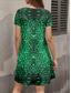 preiswerte Kunst &amp; Design Kleider-Damen Minikleid T-Shirt-Kleid Sommerkleid Shiftkleid Lässig Strand Normale Passform Grafik Abstrakt Kurzarm Rundhalsausschnitt Grün Sommer Frühling
