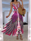 preiswerte Boho Kleider-Damen Maxikleid A Linie Kleid Unterkleid Urlaub Lässig Boho Ausgehen Strand Normale Passform Blumen Grafik Feder Ärmellos V Ausschnitt Blau Orange Grün Rosa Sommer Frühling