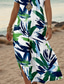 abordables Robes fleuries-Femmes Robe Midi Robe d&#039;Été Robe trapèze Robe d&#039;été Vacances Occasionnel Quotidien Coupe régulière Fleuri Graphique Manche Courte Col en V Vert Été Printemps Automne