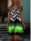 levne Pruhované a geometrické šaty-Dámské boho šaty západní šaty vintage mini šaty tričkové šaty tee šaty letní šaty na dovolenou neformální na výlet standardní střih grafika geometrický vzor krátké rukávy výstřih do V červená modrá