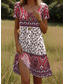 preiswerte Boho Kleider-Damen Minikleid T-Shirt-Kleid Sommerkleid Shiftkleid Urlaub Lässig Boho Party Strand Standard Passform Blumen Grafik Stammes Kurzarm Rundhalsausschnitt Gelb Rote Blau Purpur Sommer Frühling
