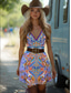 preiswerte Boho Kleider-Damen Minikleid T-Shirt-Kleid Sommerkleid Urlaub Party Lässig Party Ausgehen Strand Standard Passform Grafik Paisley-Muster Ärmellos V Ausschnitt Schwarz Violett Orange Sommer