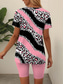 billige Kortsett for kvinner-Damens 2-delte mote T-skjorte shorts sett kortermet V-hals grafisk geometrisk trykk uformelt daglig rosa blå grønn sommer vanlig passform