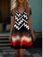 levne Pruhované a geometrické šaty-Dámské boho šaty západní šaty vintage mini šaty tričkové šaty tee šaty letní šaty na dovolenou neformální na výlet standardní střih grafika geometrický vzor krátké rukávy výstřih do V červená modrá