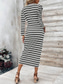 abordables Vestido Sencillo-Mujer Mini vestido Vestido tubo Vestido ajustado Vestido de verano Casual Diario Ajuste regular A Rayas Manga 3/4 Cuello Barco Negro Blanco Azul Piscina Verano