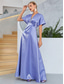 cheap Wedding Guest Dresses-Wedding Dresses A-Line V Neck Short Sleeve Floor Length Satin Bridal Gowns With Beading Solid Color 2025
