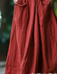 cheap Boho Dress-Women&#039;s Midi Dress Vintage Dress Boho Dress Print Dress Western Dress Vintage Classic Vacation Holiday Going out Regular Fit Flower Sleeveless V Neck Red Summer