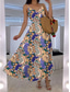 preiswerte Boho Kleider-Damen Maxikleid A Linie Kleid Unterkleid Urlaub Lässig Outdoor Ausgehen Normale Passform Grafik Stammes Ärmellos V Ausschnitt Blau Orange Grün Sommer Frühling
