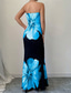 abordables Robes fleuries élégantes-Femmes Robe Longue Maxi Robe Robe de Bal Moulant Robe d'été Élégant Mode Soirée Fête Date Coupe régulière Fleur Sans manches Sans bretelles Bleu Rouge Été Printemps