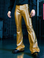 cheap Casual Pants-Men&#039;s Disco Pants Flared Pants Trousers Casual Pants Buttons Pocket Plain Comfort Party Stage Disco Lights Fashion Casual Gold Micro-elastic