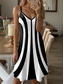 economico Abiti a Strisce e Geometrici-Per donna Mini Abito Abito a trapezio Abito Sottoveste Abito a spalle scoperte Vacanza Casual Uscire Spiaggia Vestibilità regolare Grafico Geometrico Senza Maniche Scollo a V Bianco - nero Estate
