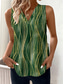 economico Top in tessuto a righe e geometrico-Per donna Canotta a canotta Grafico Geometrico A righe Vintage Tropicale Elegante Senza Maniche Scollo a V Top Regolari Quotidiano Stampato Verde Estate Primavera