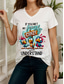 cheap Humor&amp;Quotes tee-Women&#039;s Blouse Graphic Bird Letter Vintage Stylish Classic Short Sleeve V Neck Regular Tops Daily Going out Beach Wear Print Black White Summer Spring