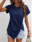 cheap Plain tee-Women&#039;s T Shirt Solid Color Plain Fashion Classic Casual Short Sleeve Crew Neck Regular Tops Daily Weekend Asymmetrical Black White Army Green Navy Blue Summer