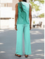 abordables Ensembles deux pièces-Ensembles de Pantalons Femme 2 Pièces Vacances Quotidien Sans Manches Col en U Ombre Graphique Décontracté Quotidien Rose Bleu Vert Été Coupe Ample