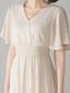preiswerte Chiffonkleider-Damen Midikleid Cocktailkleid Kleid für Hochzeitsgäste Chiffonkleid Mode Modern Urlaub Teegesellschaft Wochenende Normale Passform Einfach Kurzarm V Ausschnitt Schwarz Weiß Rosa Aprikose Sommer