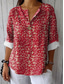 abordables Hauts d&#039;Art et de Design pour Femmes-Femmes Chemise Fleuri Graphique ancien Tropical Hawaïen manche longue Col en V Hauts Réguliers Quotidien Fête Tenue de plage Imprimé Rouge Bleu Violet Vert Été Printemps