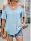 cheap Women&#039;s Plain Tops-Women&#039;s Shirt Blouse Solid Color Stylish Casual Short Sleeve Strap Regular Tops Daily Eyelet Sage Green Black White Pink Sky Blue Summer