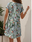 cheap Floral Dress-Women&#039;s Mini Dress Knit Dress Casual Dress T Shirt Dress Tee Dress Sundress Vacation Casual Beach Regular Fit Floral Graphic Short Sleeve V Neck Light Green Summer