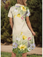 ieftine rochie florală-Pentru femei Rochii Midi Rochie A line Vacanță Casual Zilnic Dată Fit regulat Floral Grafic Frunză Manșon scurt Guler Cămașă Galben Vară Primăvară