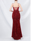 cheap Prom Dresses-Mermaid / Trumpet Prom Dresses Pink Dress Corset Dress Performance Wedding Floor Length Spaghetti Strap with Sequin
