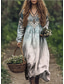 preiswerte Boho Kleider-Damen Maxikleid Sommerkleid Faltenkleid Urlaub Lässig Boho Ausgehen Strand Standard Passform Grafik Paisley-Muster Langarm V Ausschnitt Dunkelgrün Schwarz Rote Blau Sommer Frühling